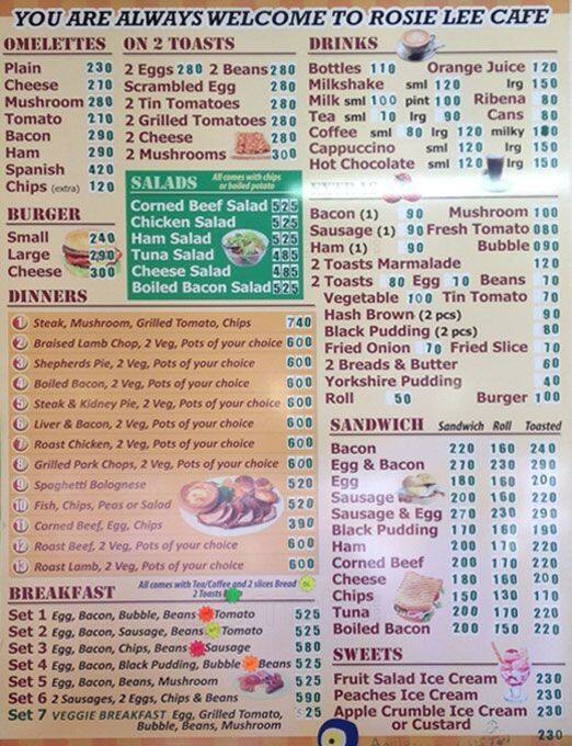 Rosie Lee Cafe Menu, Menu for Rosie Lee Cafe, Tooting, London Zomato UK