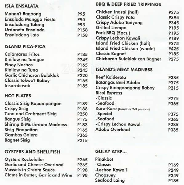 Seafood Island Menu, Menu for Seafood Island, Libis, Quezon City ...