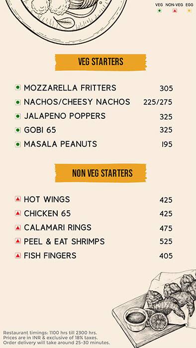 The Bar menu