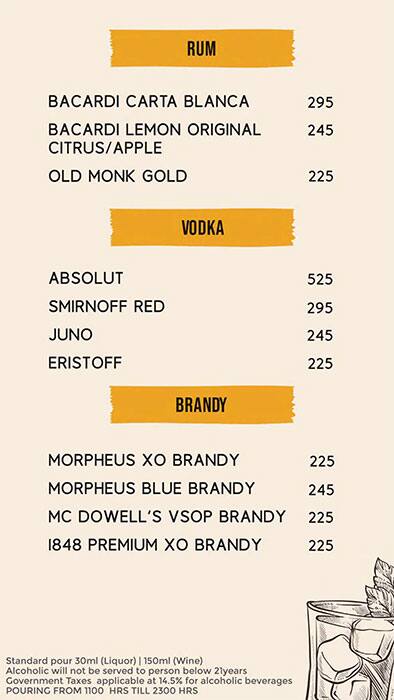 The Bar menu