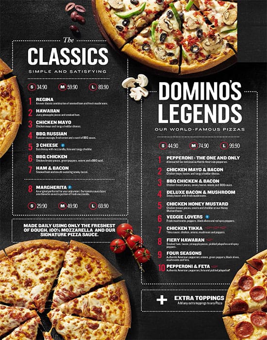 menu domino pizza
