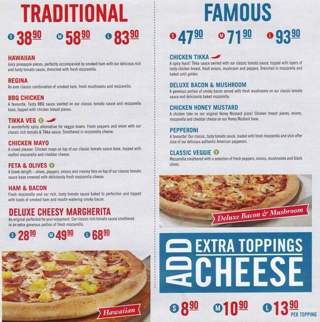 Domino's Pizza Menu, Menu for Domino's Pizza, Die Wilgers, Pretoria ...