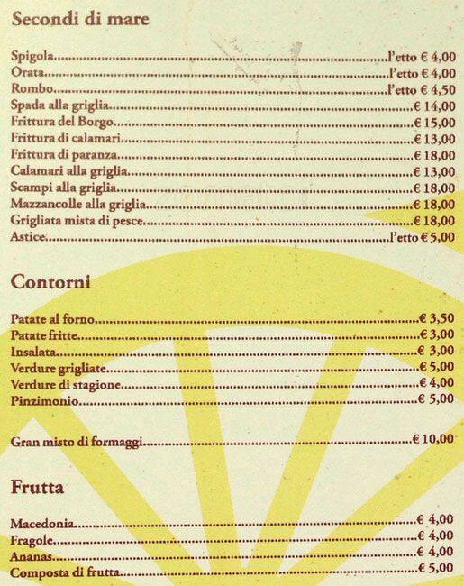 Menu di Ristorante 