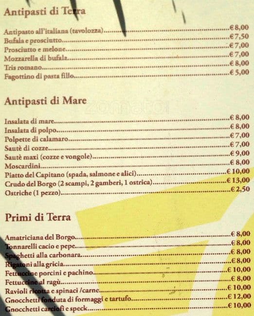 Menu di Ristorante 