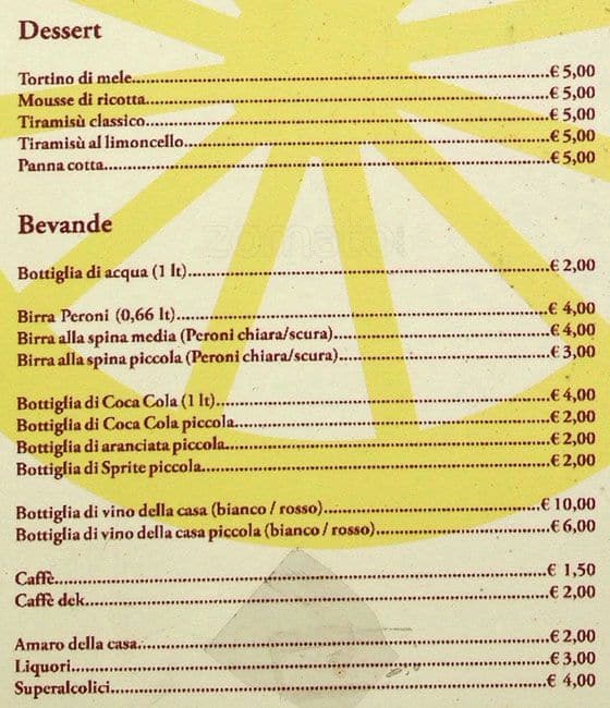 Menu di Ristorante 