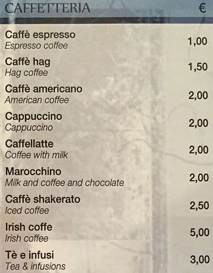 Menu di Ristorante Royal Santina 