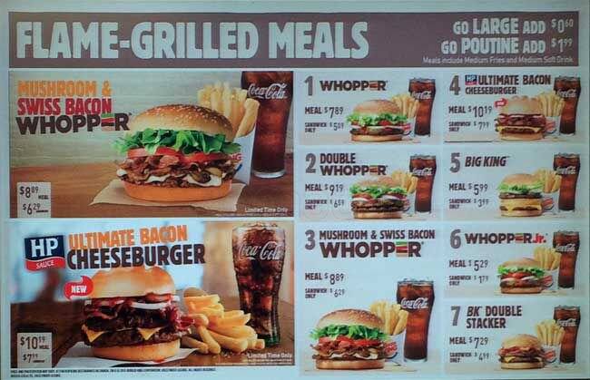 Burger King Menu Menu For Burger King Vanier Ottawa