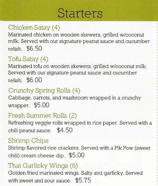 Pandan Thai Kitchen Menu Menu For Pandan Thai Kitchen Crowley