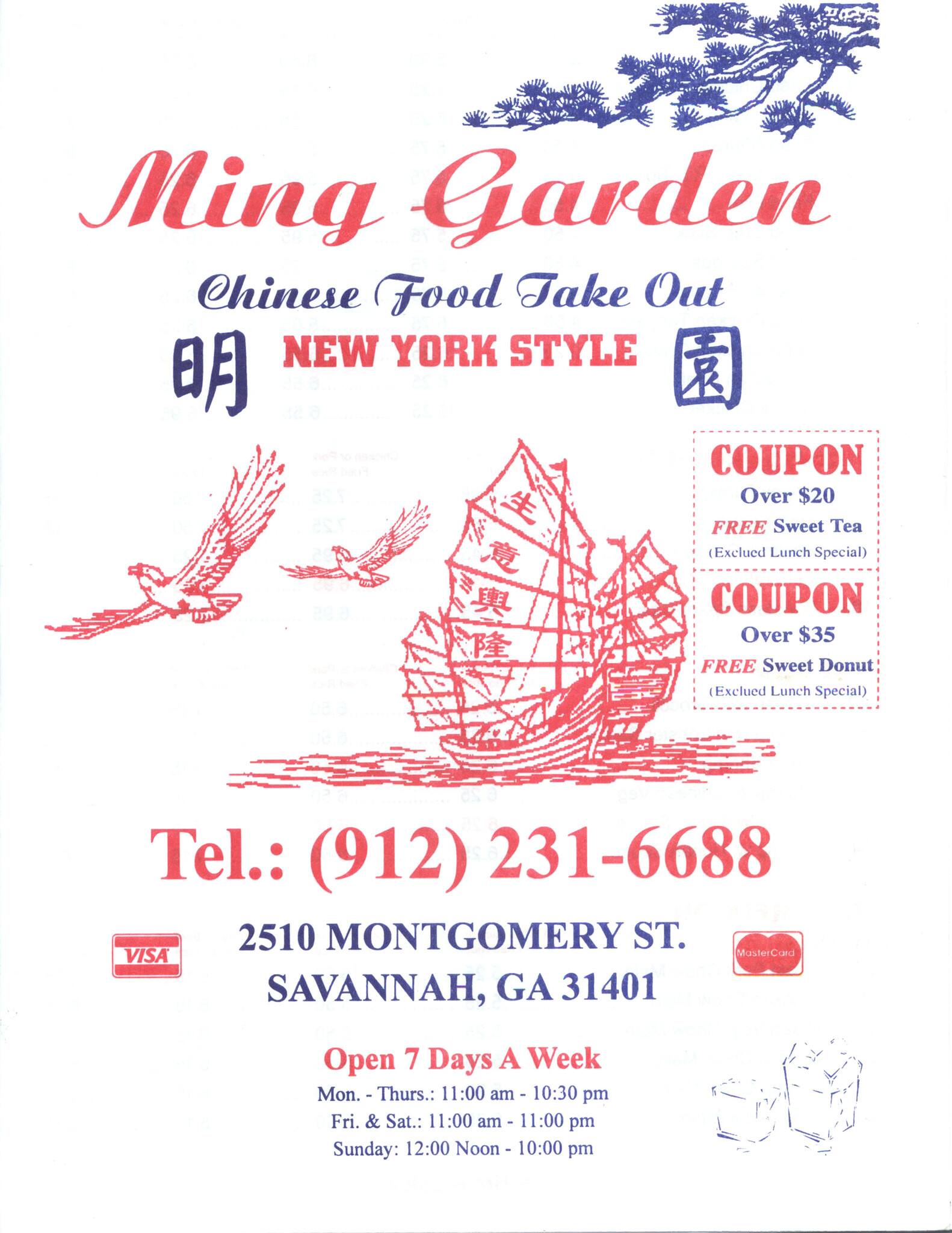 Ming Garden Restaurant Menu Menu For Ming Garden Restaurant