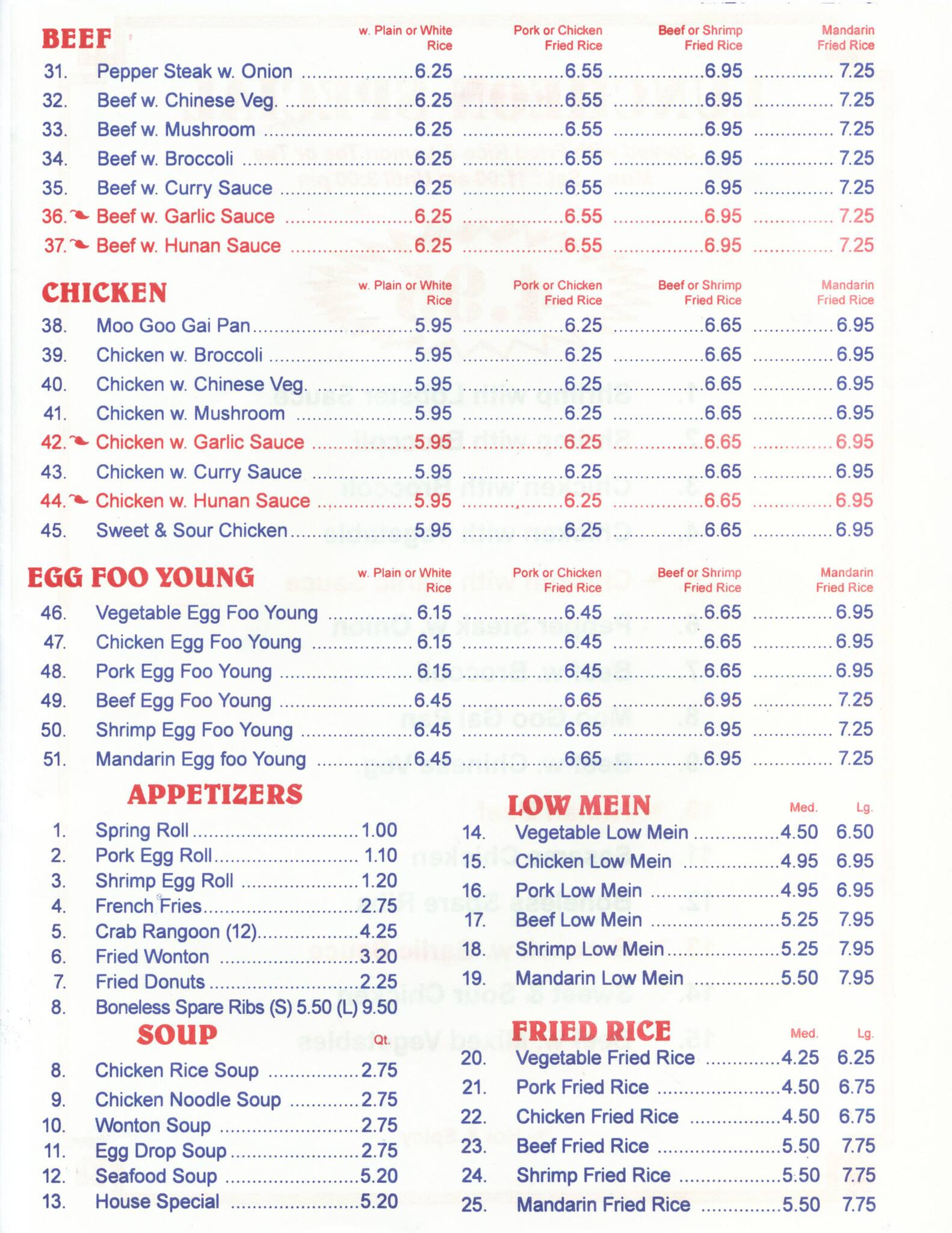 Ming Garden Restaurant Menu Menu For Ming Garden Restaurant