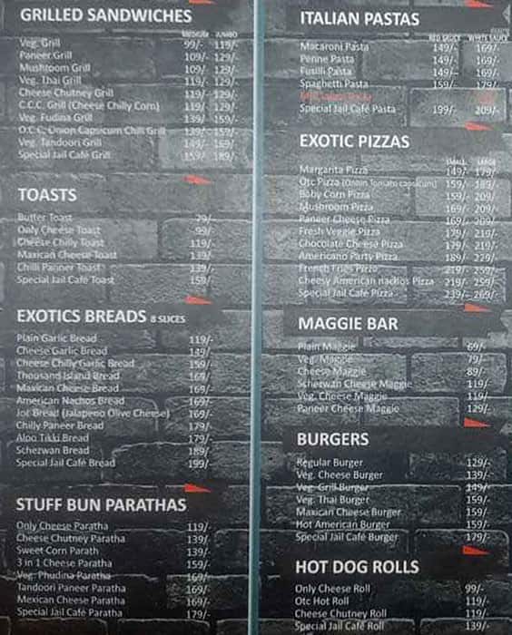 CENTRAL JAIL café menu