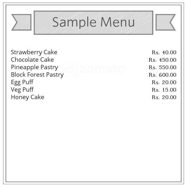 VB Bakery menu