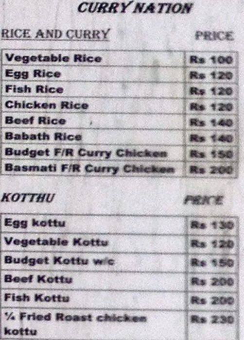 Curry Nation menu