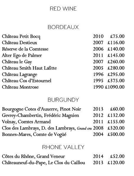 Claridge's Asia menu