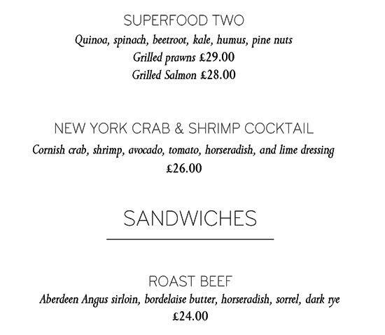 Claridge's Asia menu