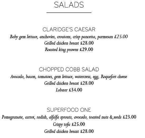 Claridge's Asia menu