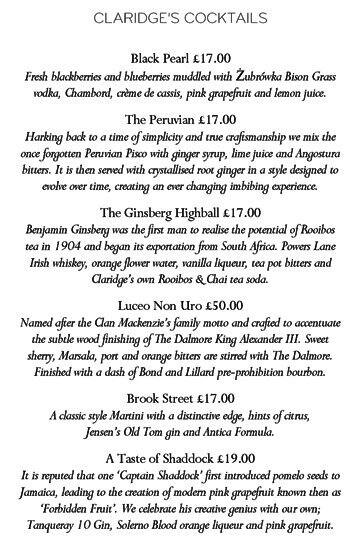 Claridge's Asia menu