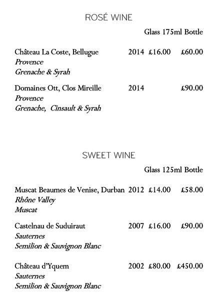 Claridge's Asia menu