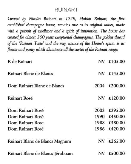Claridge's Asia menu