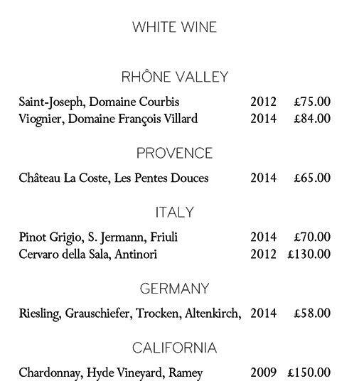 Claridge's Asia menu