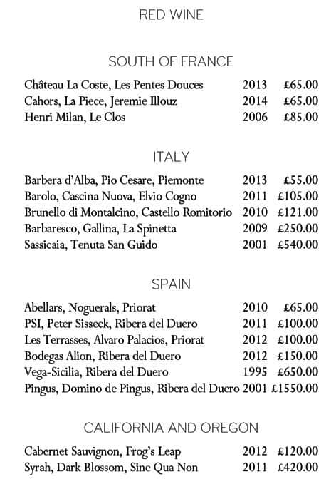 Claridge's Asia menu