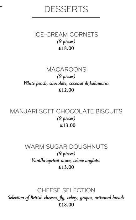 Claridge's Asia menu