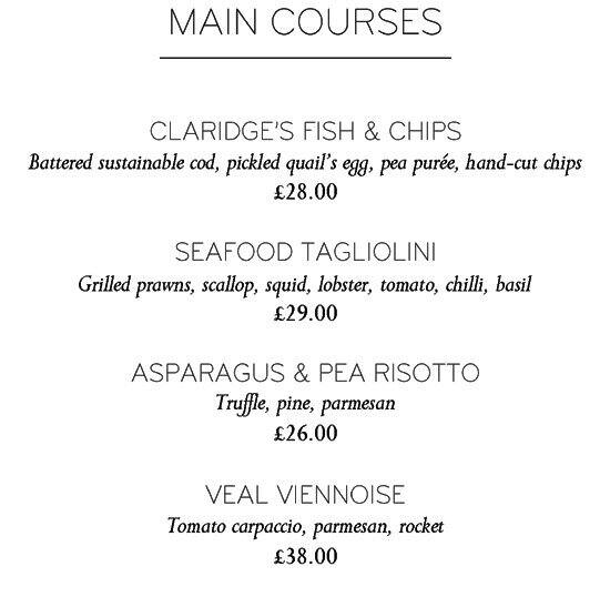 Claridge's Asia menu