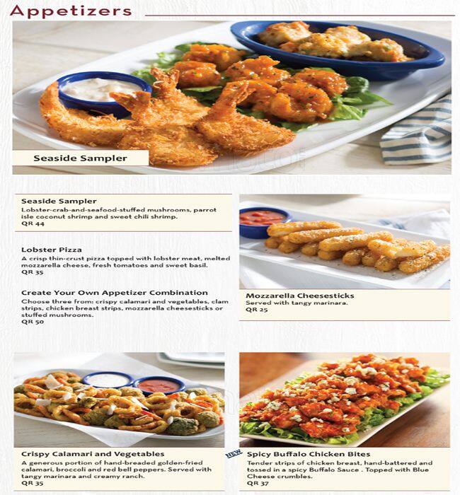 dinner red lobster menu