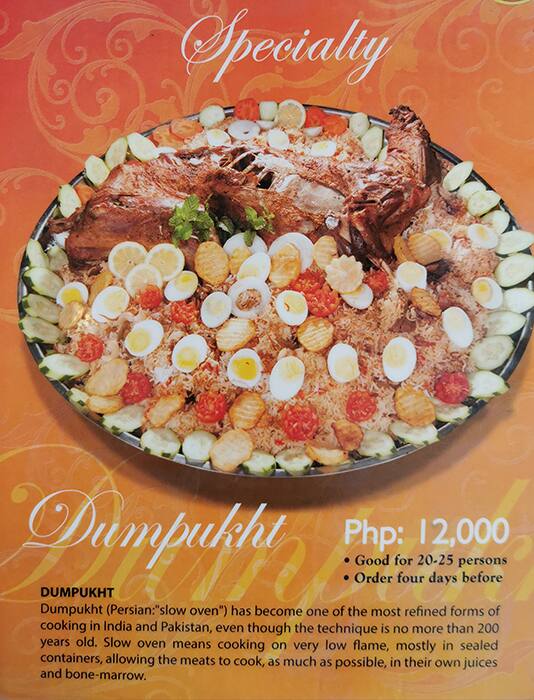 Menu at Kabab & Curry restaurant, Makati