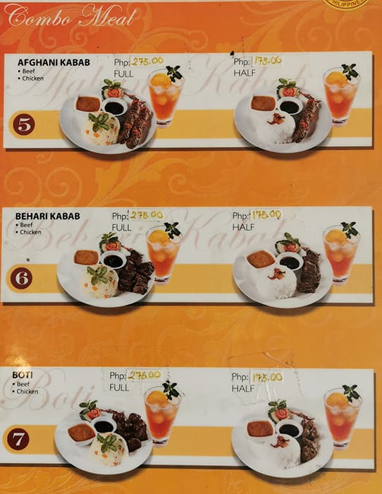 Menu at Kabab & Curry restaurant, Makati