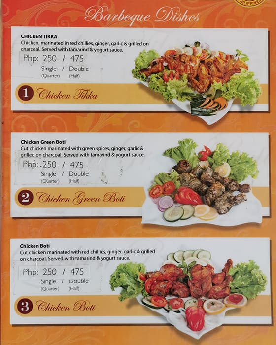 Menu at Kabab & Curry restaurant, Makati