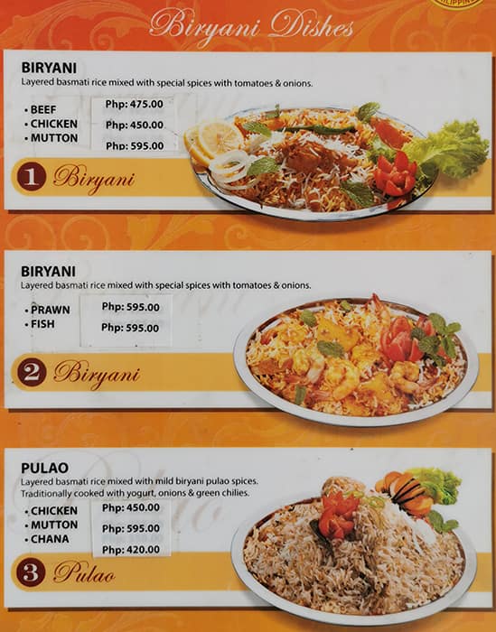 Menu at Kabab & Curry restaurant, Makati