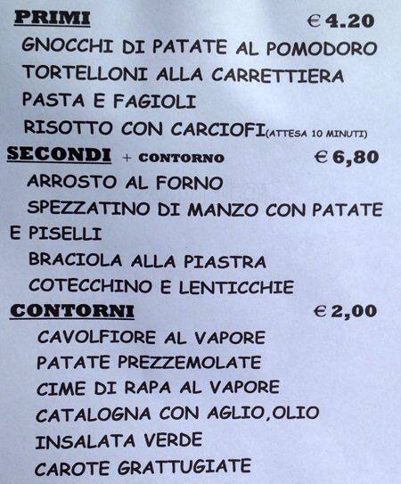 Menu di Bar Peter Pan Trattoria 