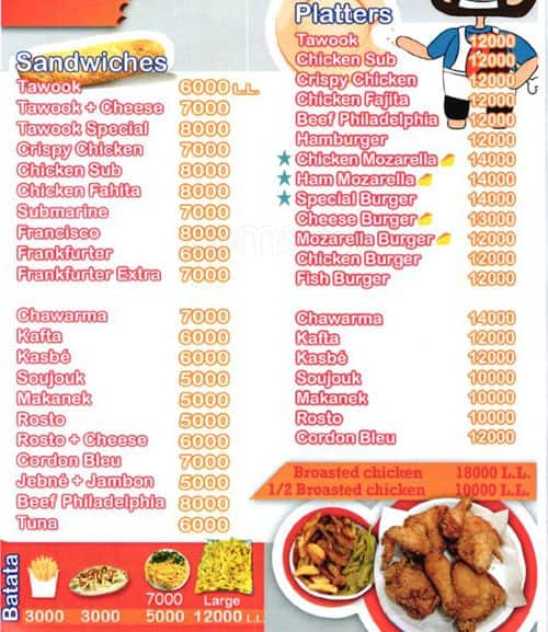 Snack Chadi Menu, Menu for Snack Chadi, Dhour Choueir, Metn - Zomato ...