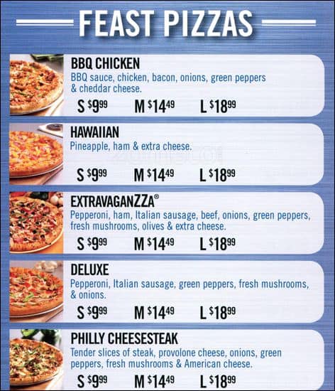 Domino's Pizza menu