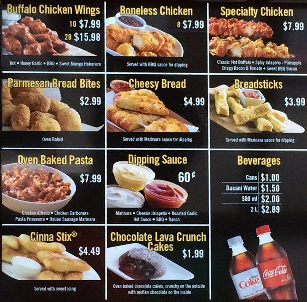Domino's Pizza menu