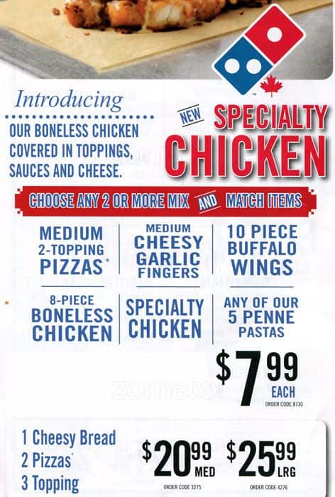 Domino's Pizza menu