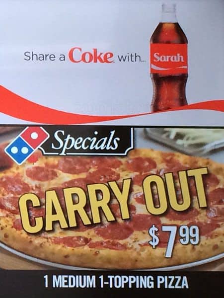 Domino's Pizza menu