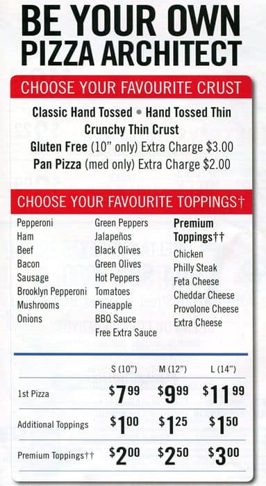 Domino's Pizza menu