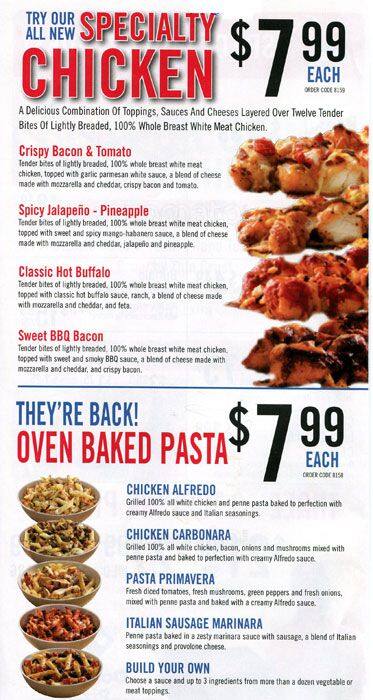 Domino's Pizza menu