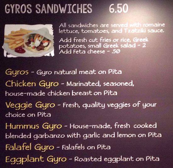 Menu at Gyros Place pub & bar, Seattle