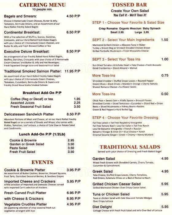 Menu at Bagel Express cafe, New York City, 1228 2nd Ave