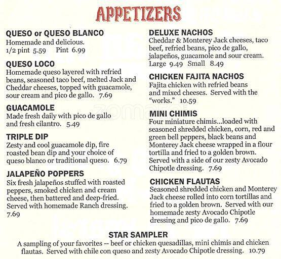 Menu at Mexican Inn Cafe, Bedford, Airport Fwy