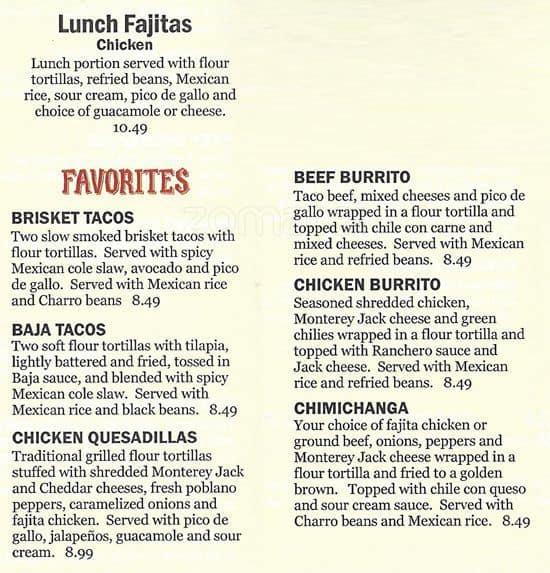 Menu at Mexican Inn Restaurant, Fort Worth, E Lancaster Ave