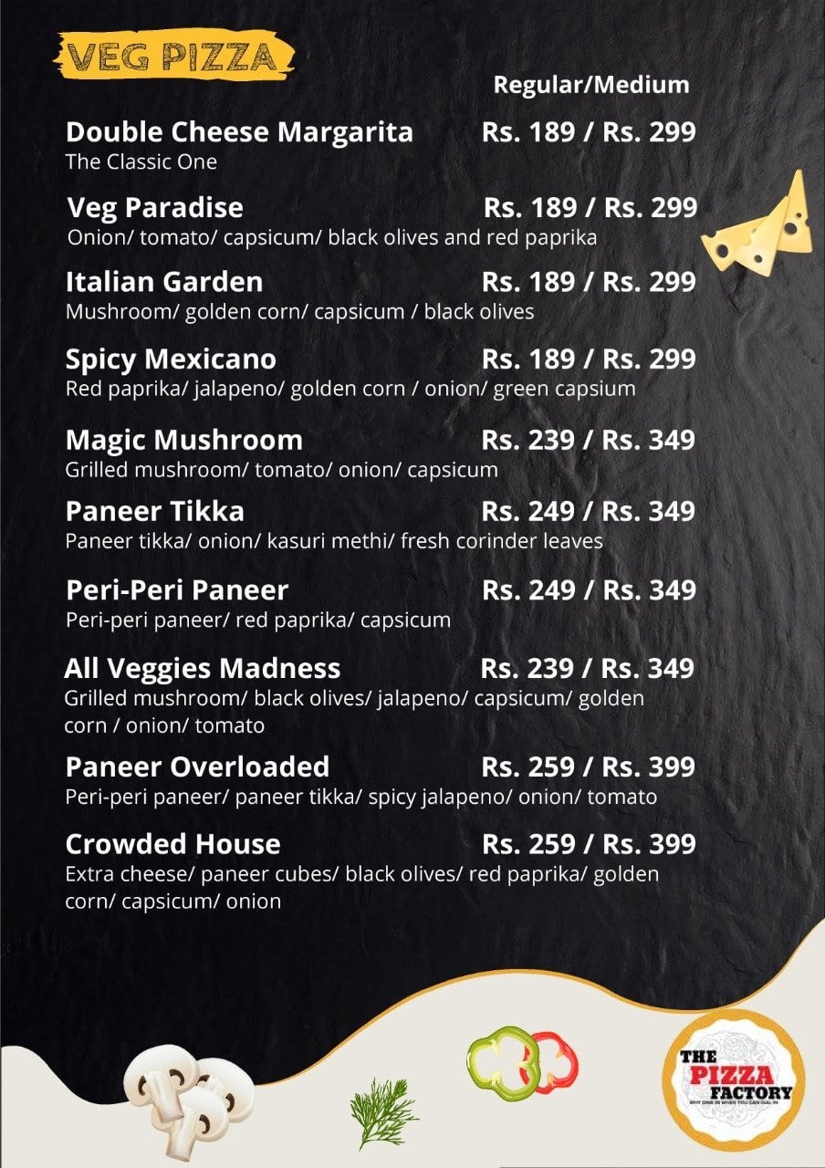 Menu at The Pizza Factory, Thrissur