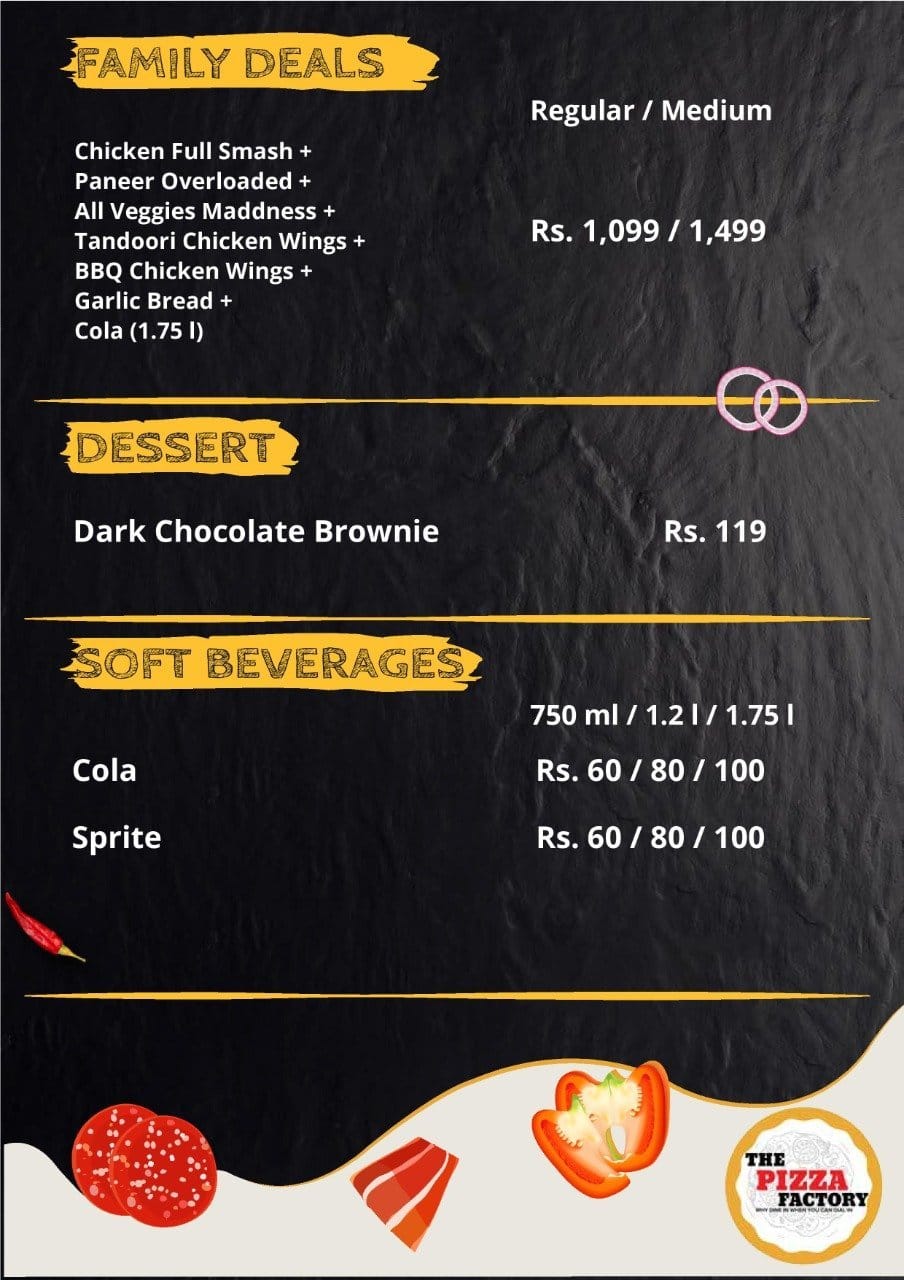 Menu at The Pizza Factory, Thrissur