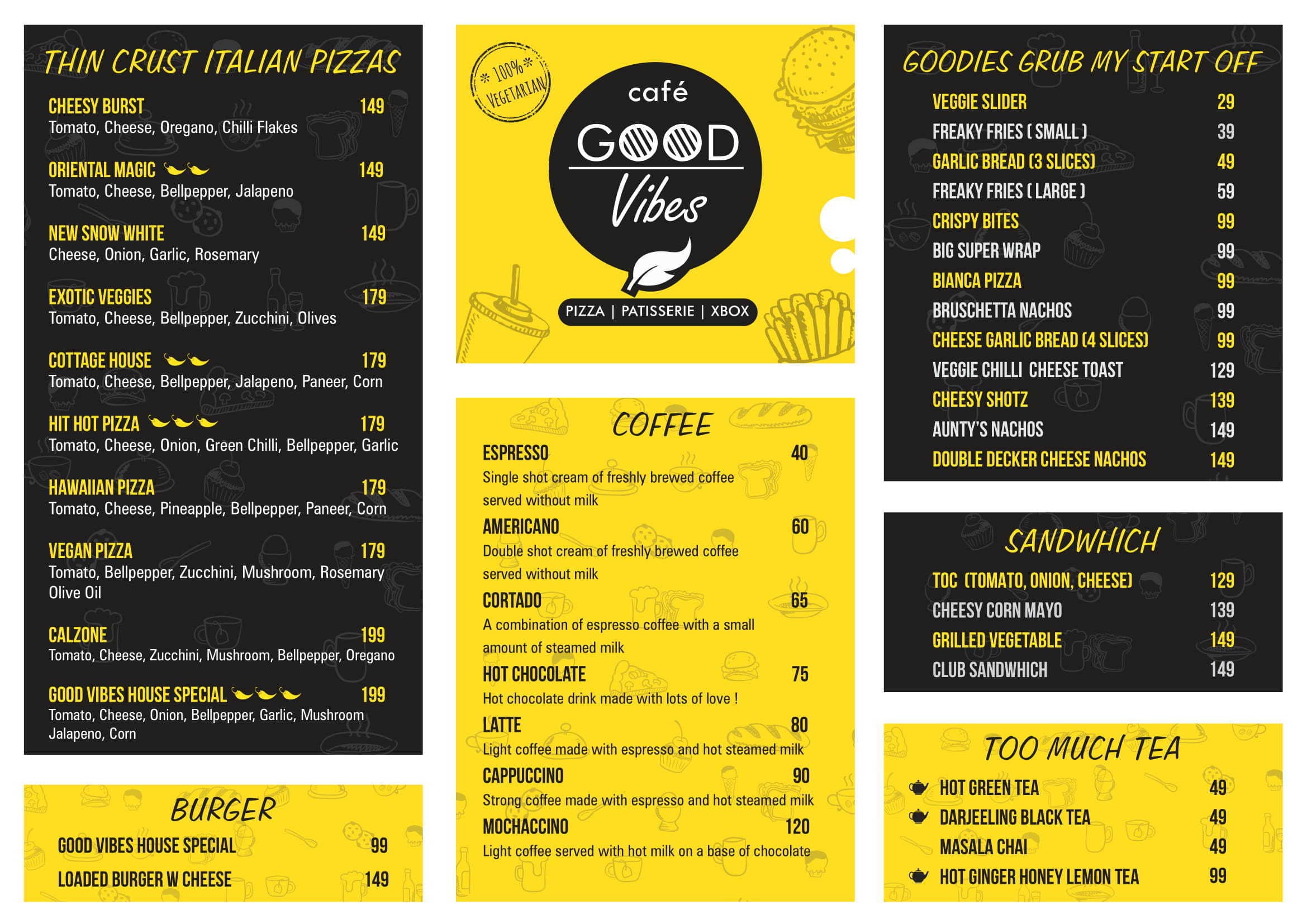 Menu at Cafe Good Vibes, Mysuru