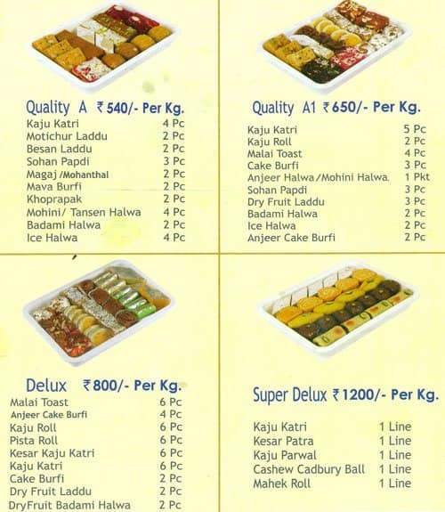 MM Mithaiwala Menu, Menu for MM Mithaiwala, Malad West, Mumbai - Zomato