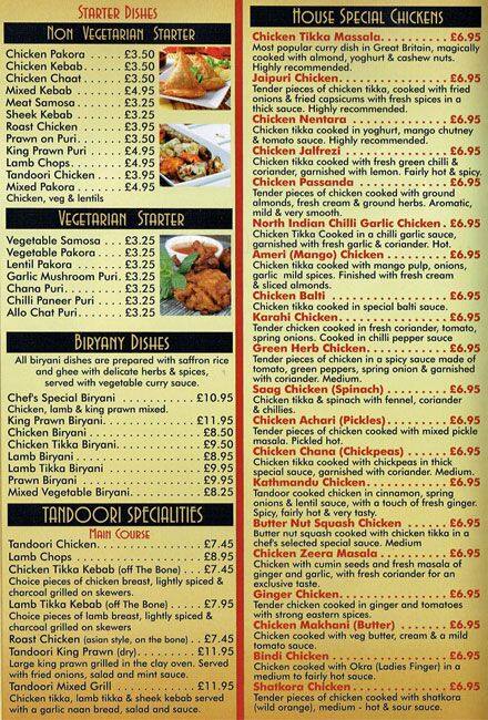 Jaipur menu