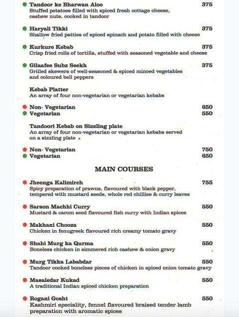 Marigold Restaurant menu